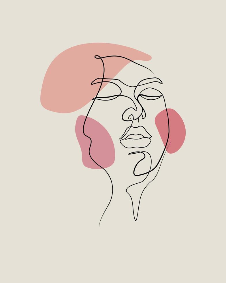 femme visage dessin au trait s'épanouir illustration vectorielle vecteur