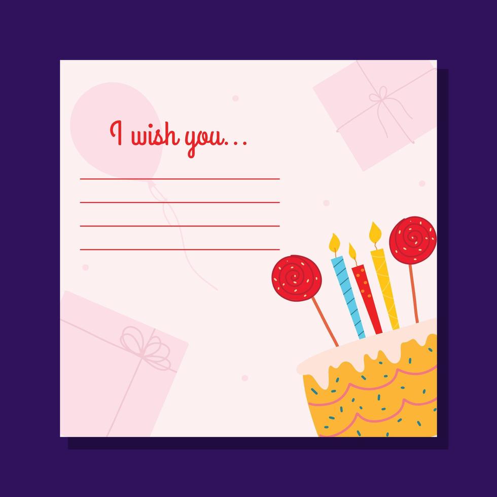 carte de voeux pour anniversaire. conception plate vecteur