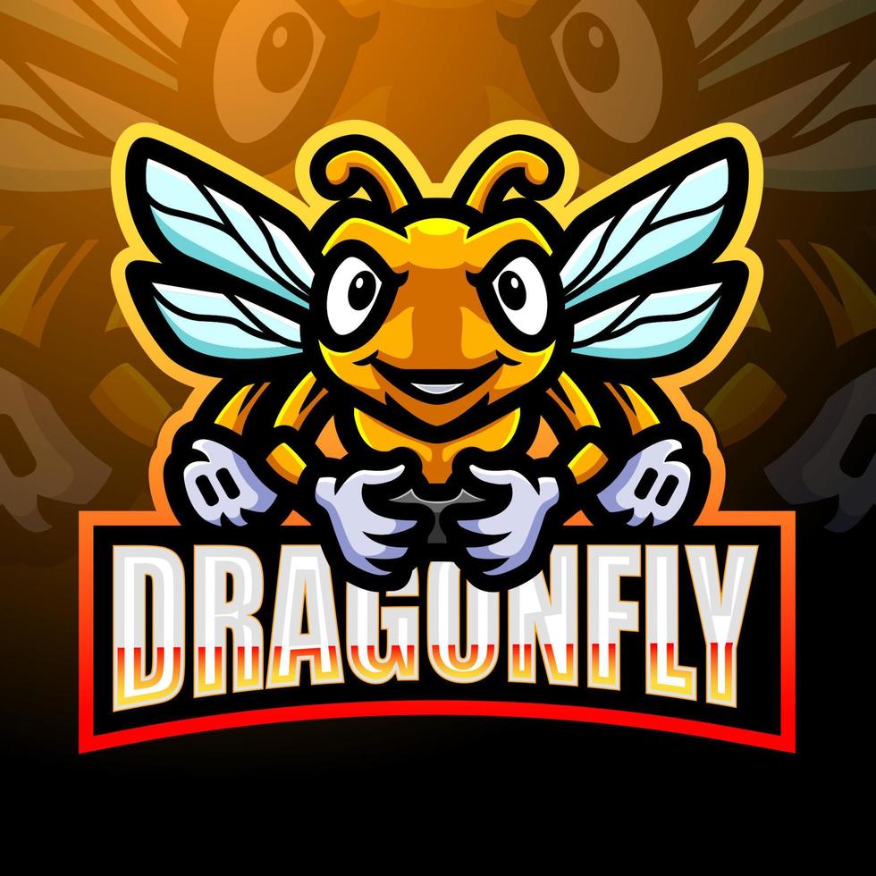 création de logo de mascotte libellule esport vecteur