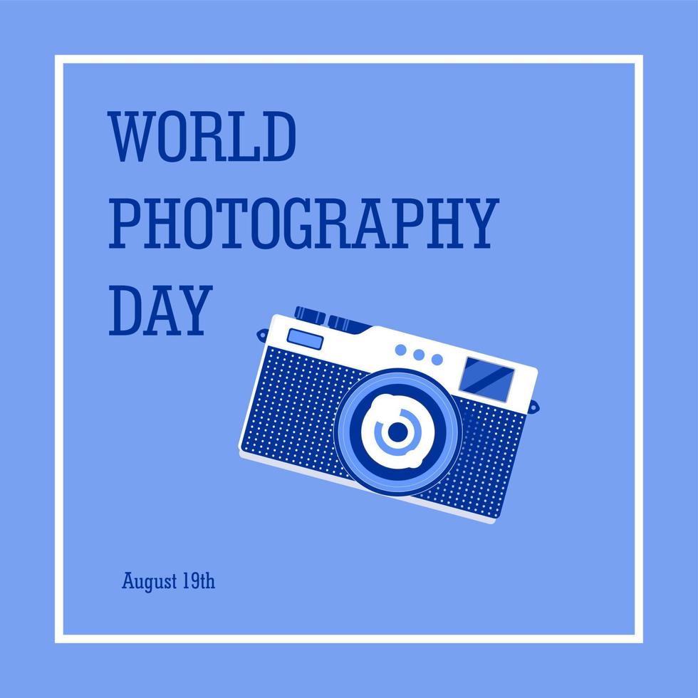 conception de vecteur bleu journée mondiale de la photographie, illustration vectorielle et texte