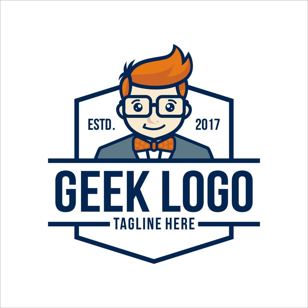 vecteur de modèle de conception de logo geek