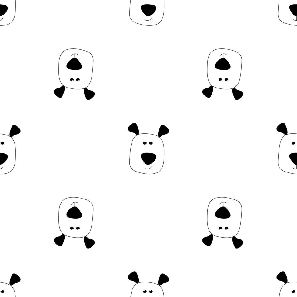 joli motif de chien harmonieux avec un drôle de chien doodle sur fond blanc. illustration vectorielle de griffonnage. joli modèle sans couture pour impression d'enfants, tissu, cartes postales vecteur