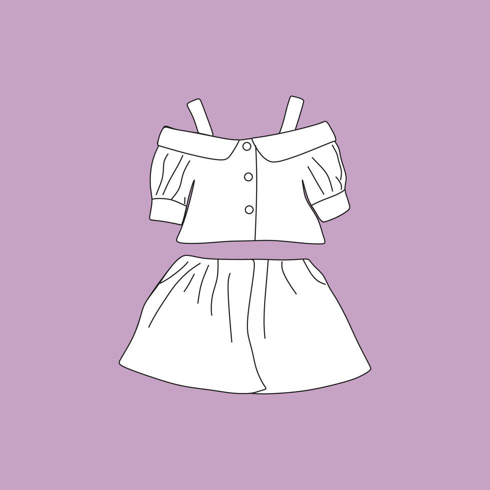 vêtements pour enfants pour filles. illustration de vecteur de dessin animé.
