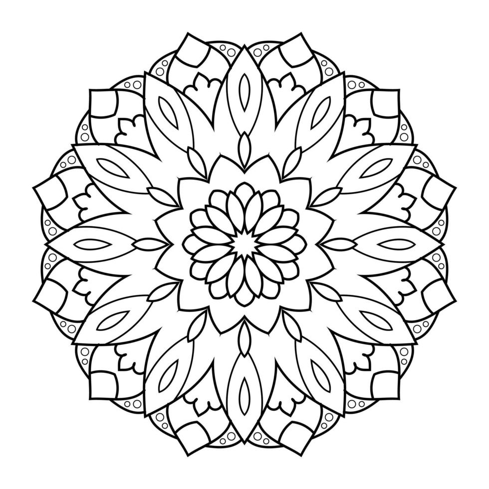 conception de mandala floral avec dessin au trait noir et blanc de style ethnique vecteur