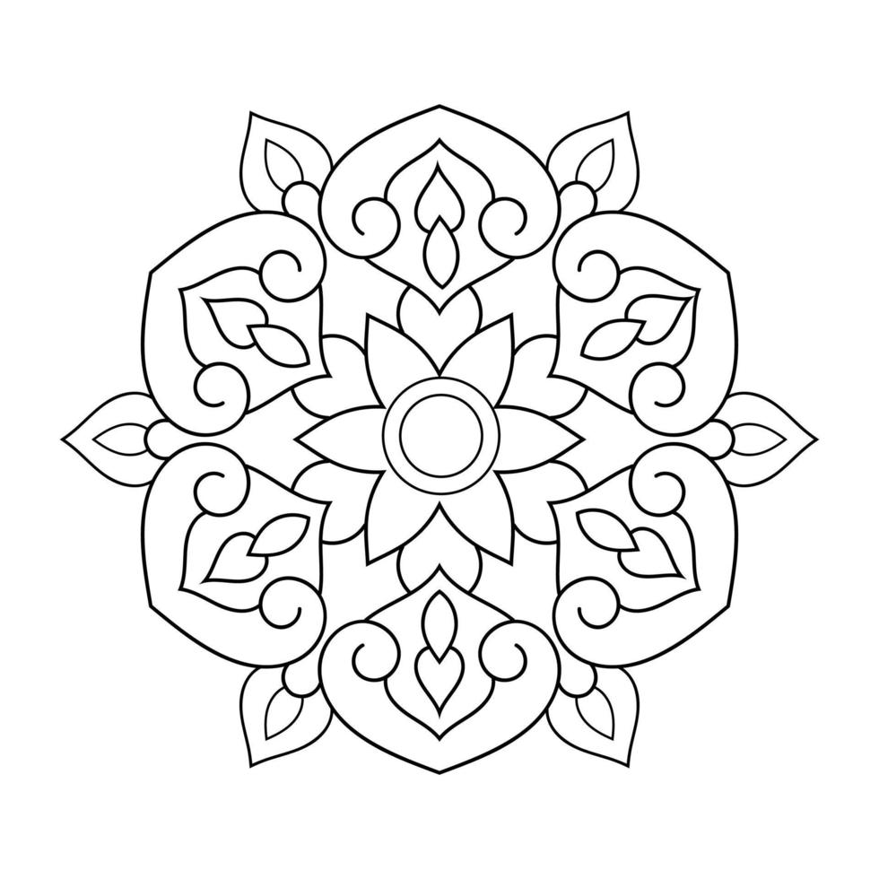 conception de mandala floral avec dessin au trait noir et blanc de style ethnique vecteur