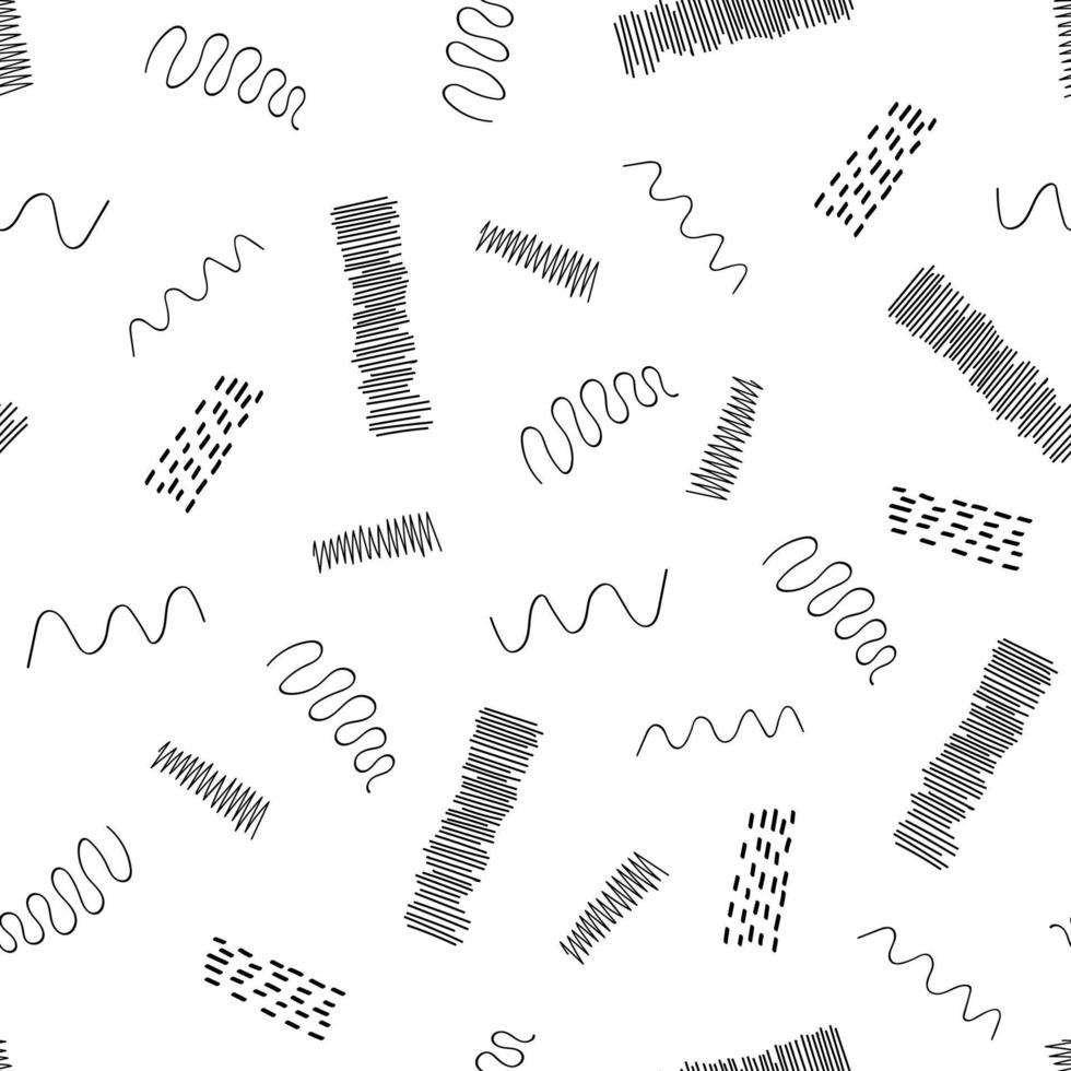 éléments abstraits simples formes informes noires et blanches, lignes, motif harmonieux en zigzag, ornement géométrique répété pour le textile, papier cadeau, décor à la maison vecteur