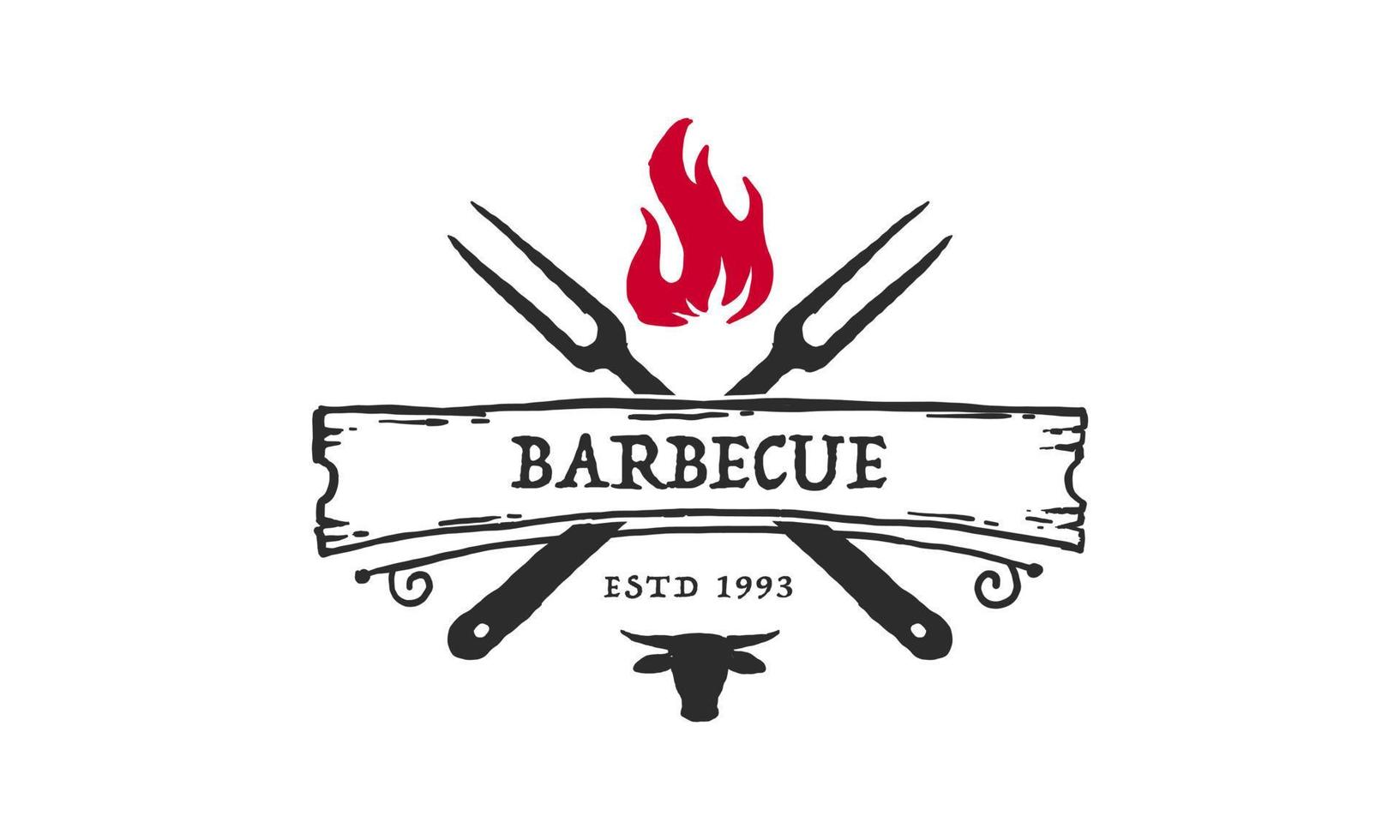 restaurant barbecue - concept de logo minimaliste. logo du barbecue, illustration vectorielle vecteur