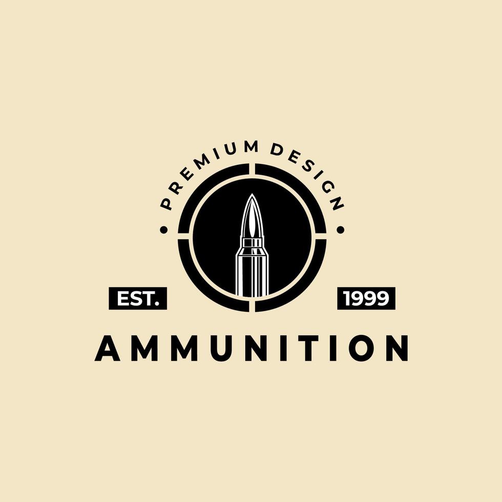 emblème de munitions icône logo vintage vecteur symbole illustration design