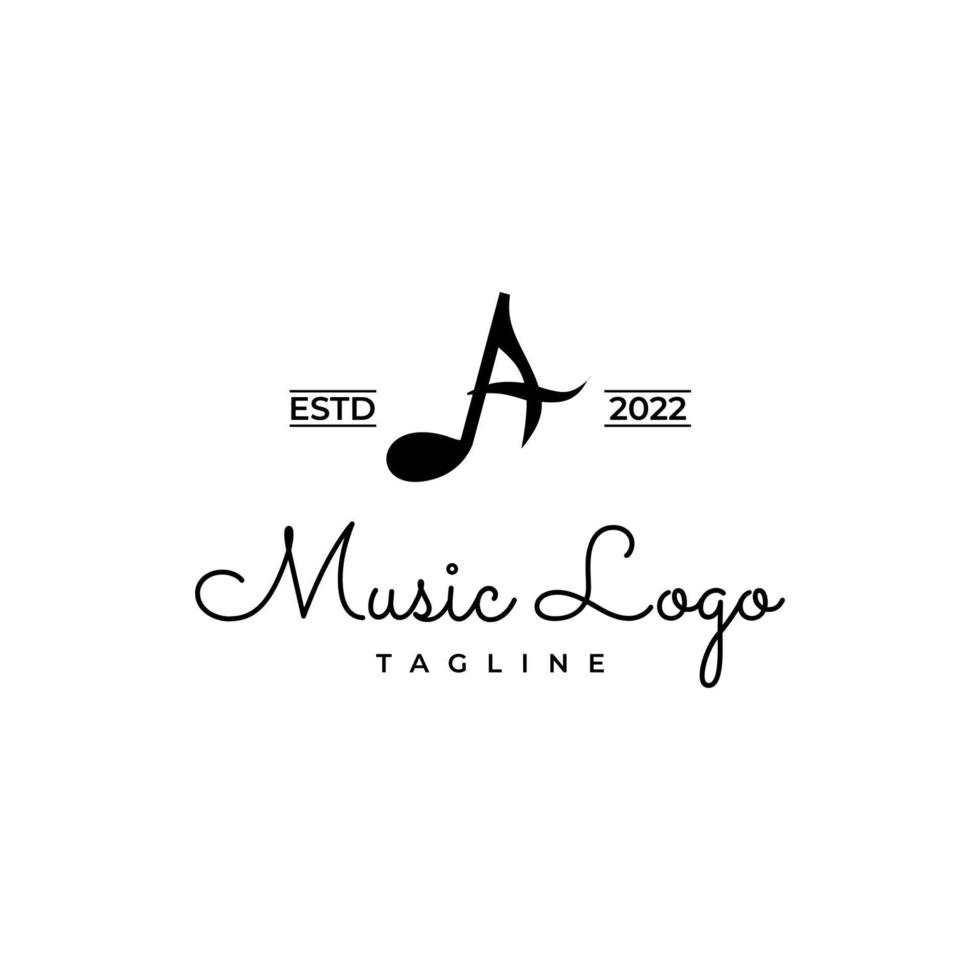 note de musique se combiner avec initiale un logo rétro vintage vecteur