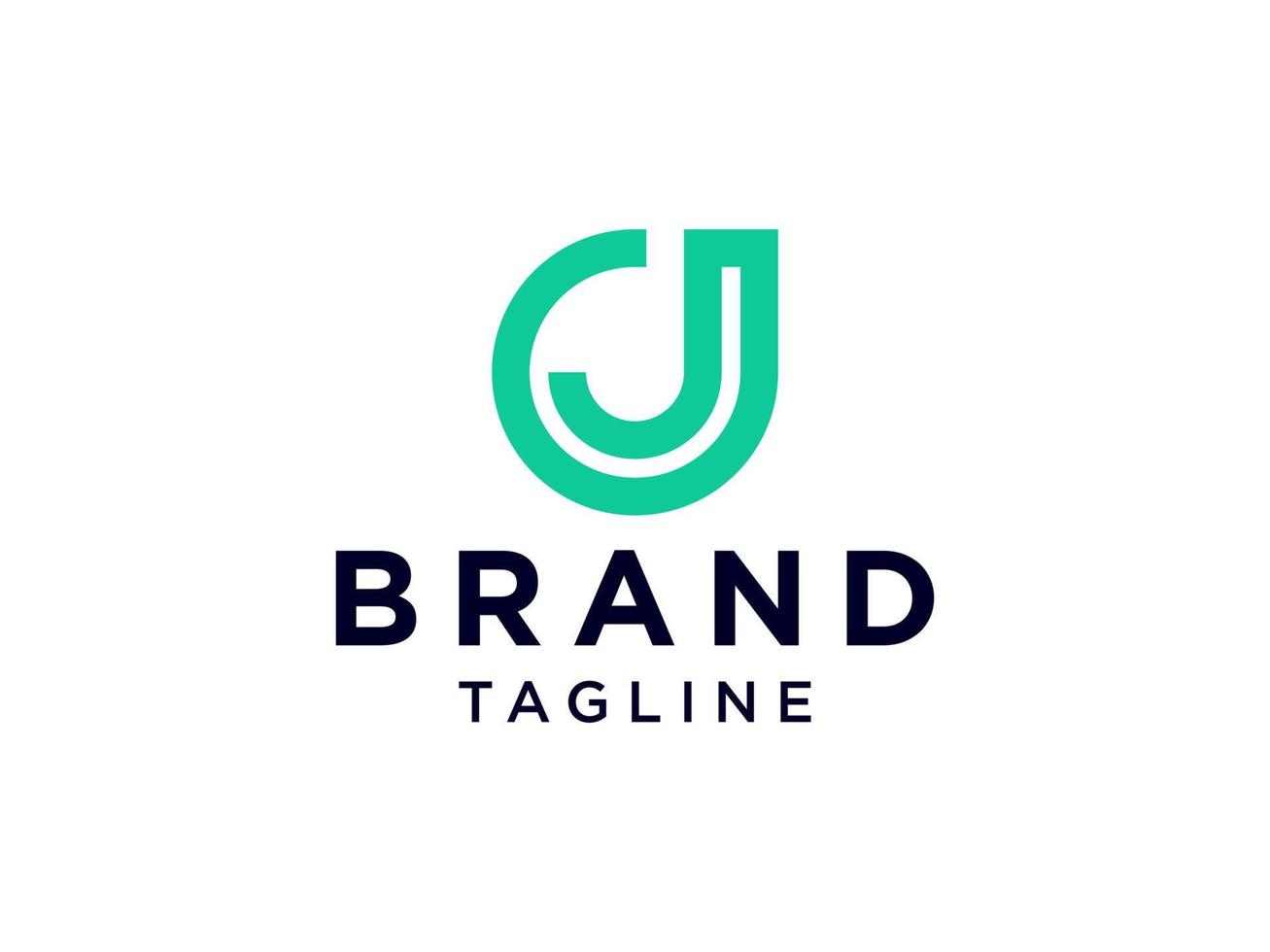 logo initial de la lettre j. géométrique linéaire vert isolé sur fond blanc. utilisable pour les logos d'entreprise et de marque. Élément de modèle de conception de logo vectoriel plat
