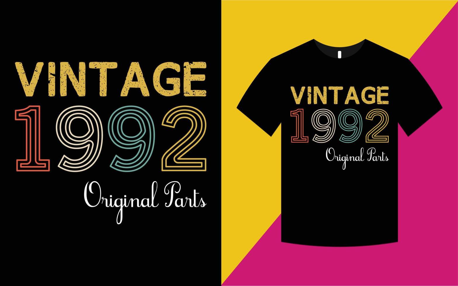 modèle de t-shirt graphique vintage anniversaire 1992 vecteur