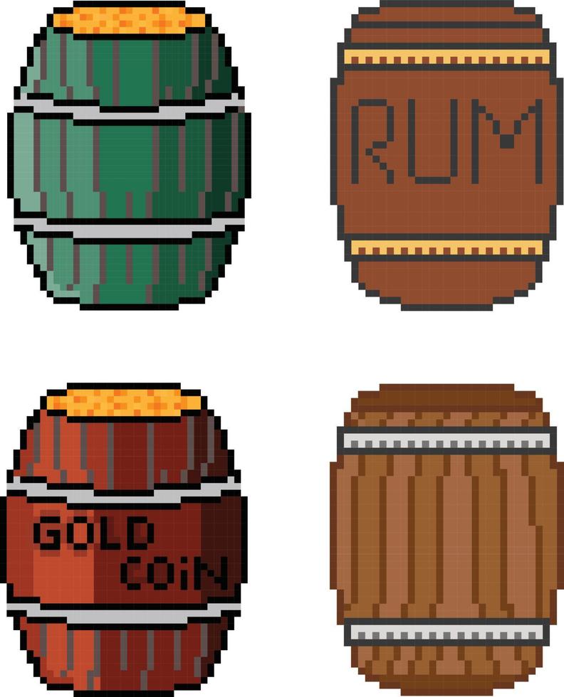 pixel art baril toxique. tonneau de bière pixel art vecteur