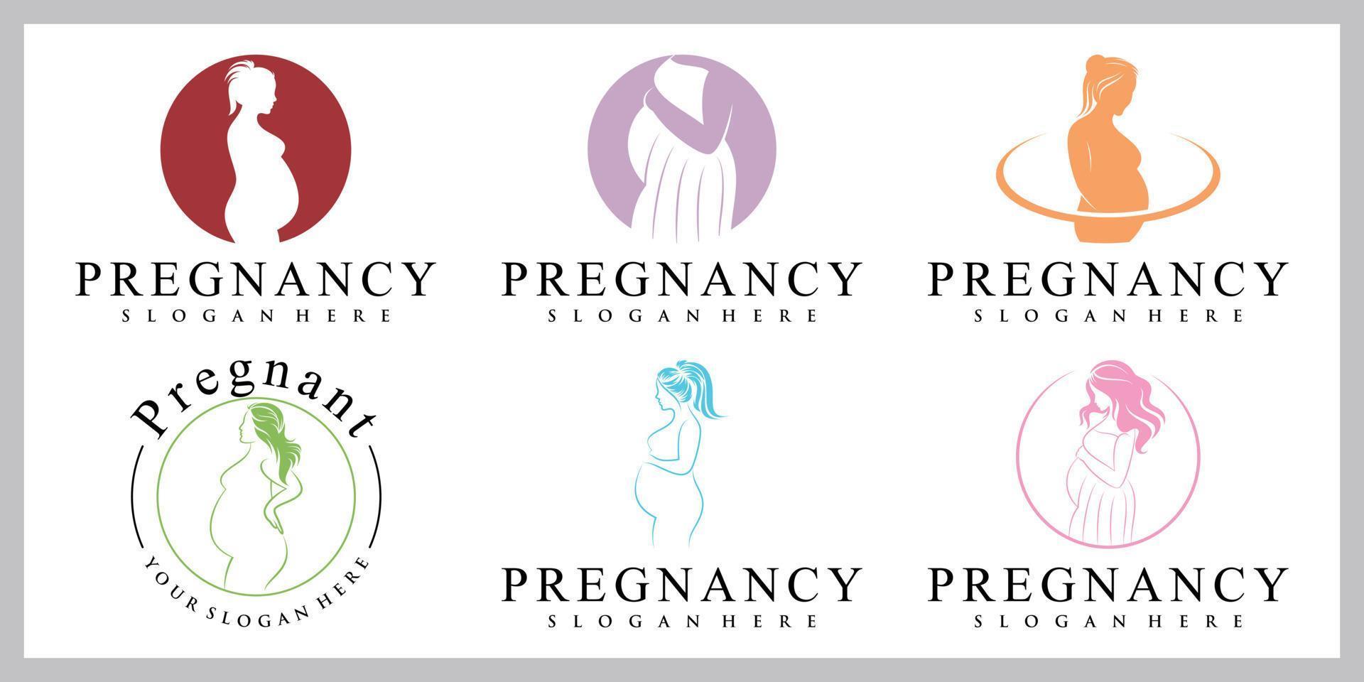 modèle de logo de jeu d'icônes de femme enceinte avec un concept unique créatif vecteur