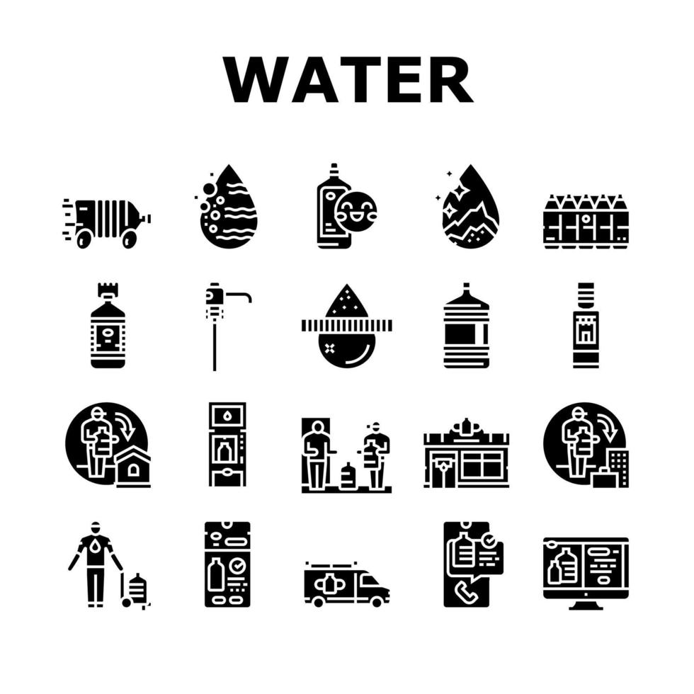 vecteur de jeu d'icônes d'affaires de service de livraison d'eau