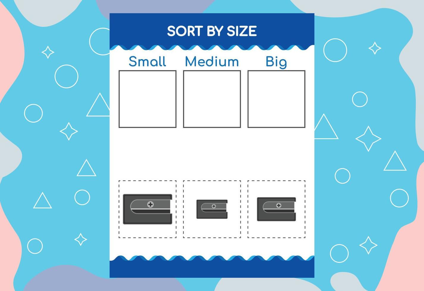 trier les images par taille. feuille de travail éducative pour les enfants. vecteur