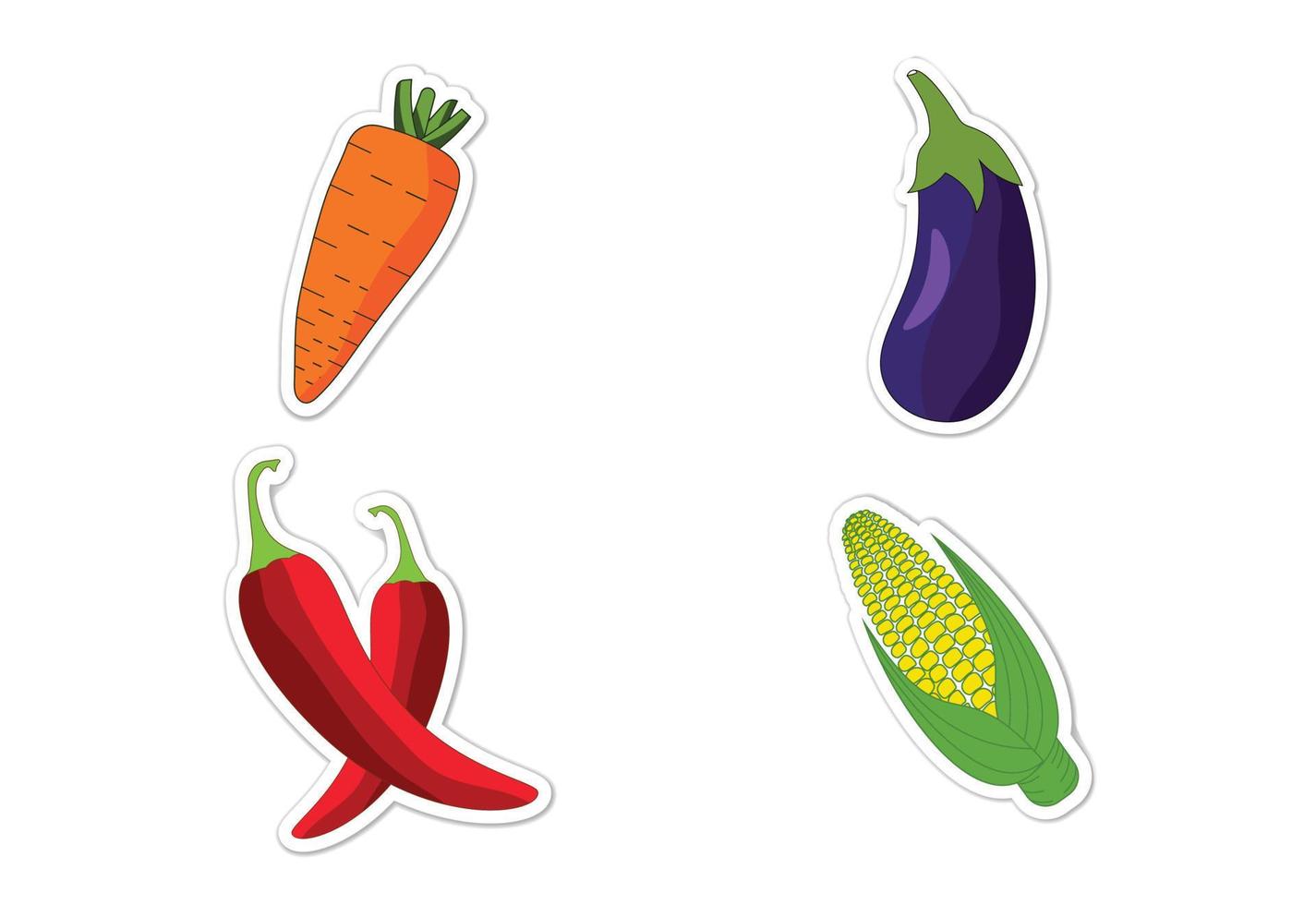 ensemble d'autocollants de différents légumes, illustration vectorielle plane vecteur