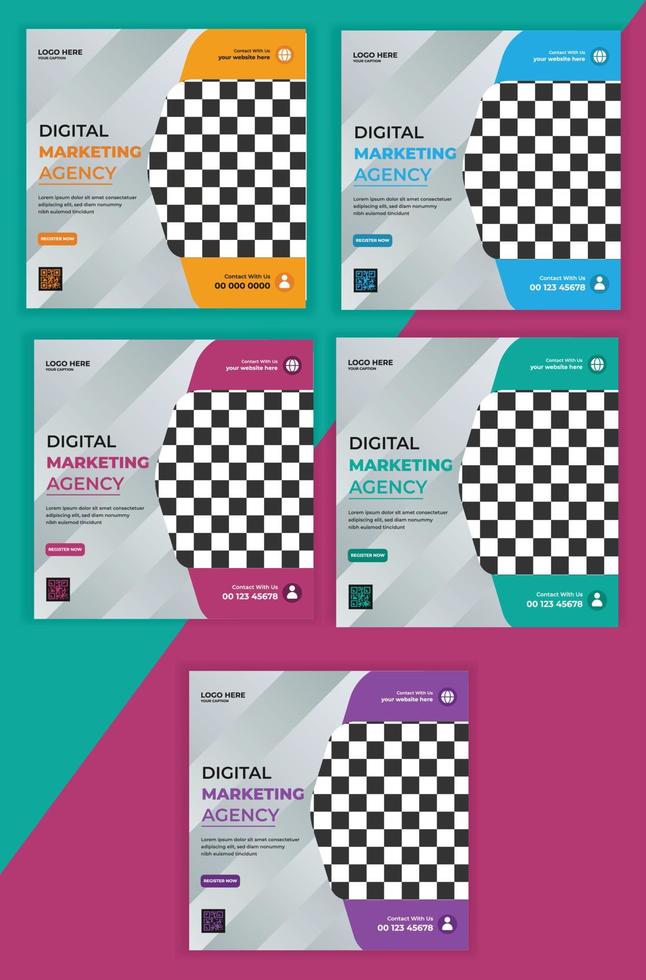 modèle de bannière de publication de médias sociaux de marketing numérique, bannière de publication d'agence de marketing numérique, bannière d'expert en marketing numérique vecteur