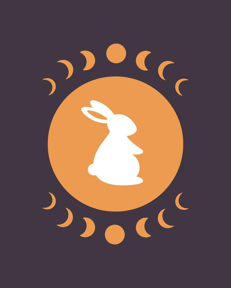 mignon lapin blanc avec des éléments d'astrologie. année du lapin vecteur
