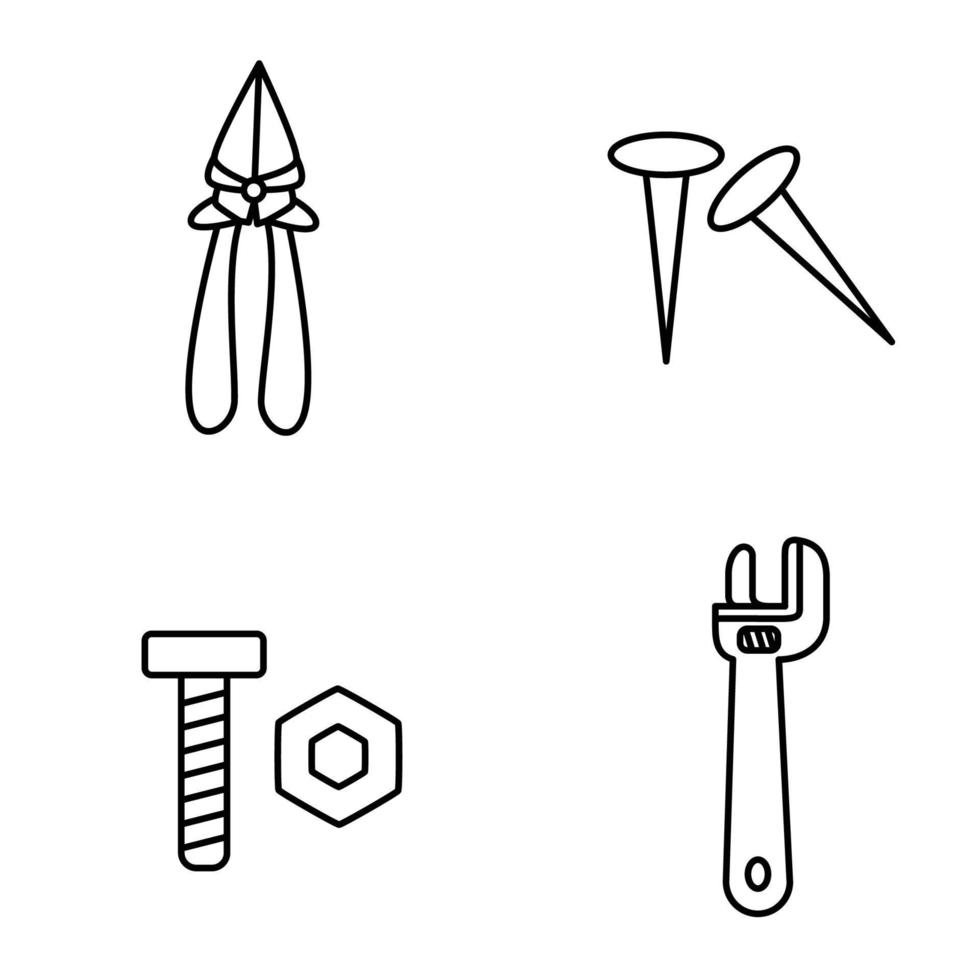 icône d'outil de travail, illustration d'icône d'outil industriel, équipement de réparation de main-d'œuvre vecteur