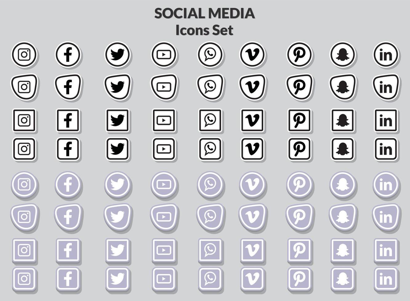 ensemble d'icônes de médias sociaux populaires. vecteur