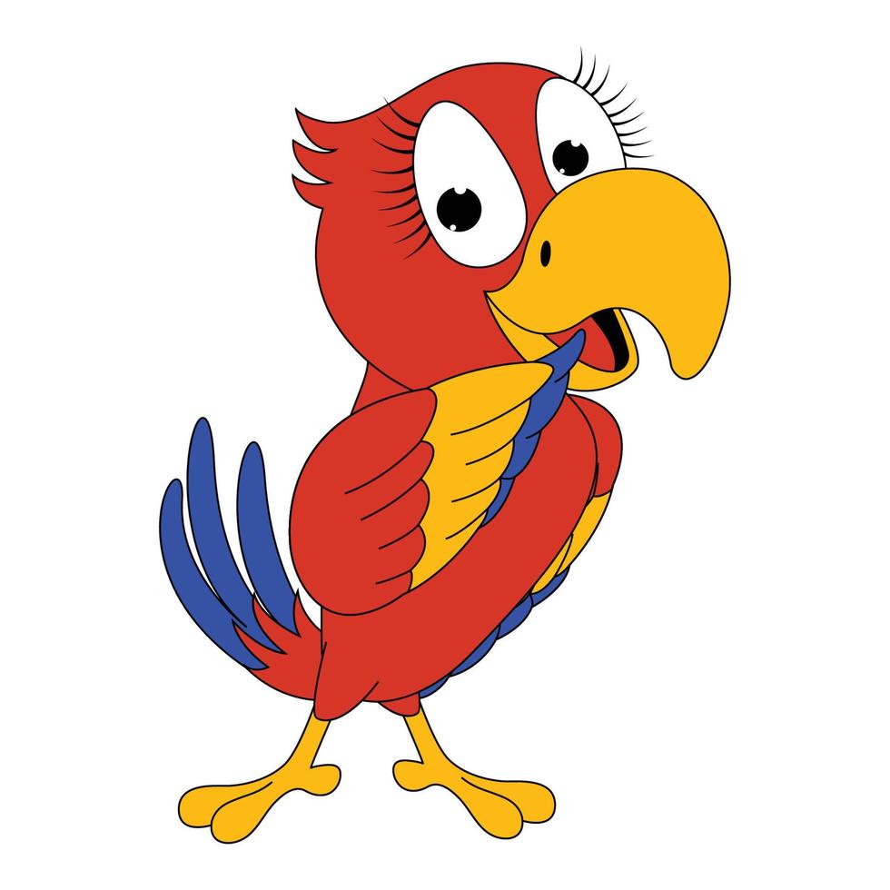 graphique de dessin animé oiseau perroquet mignon vecteur
