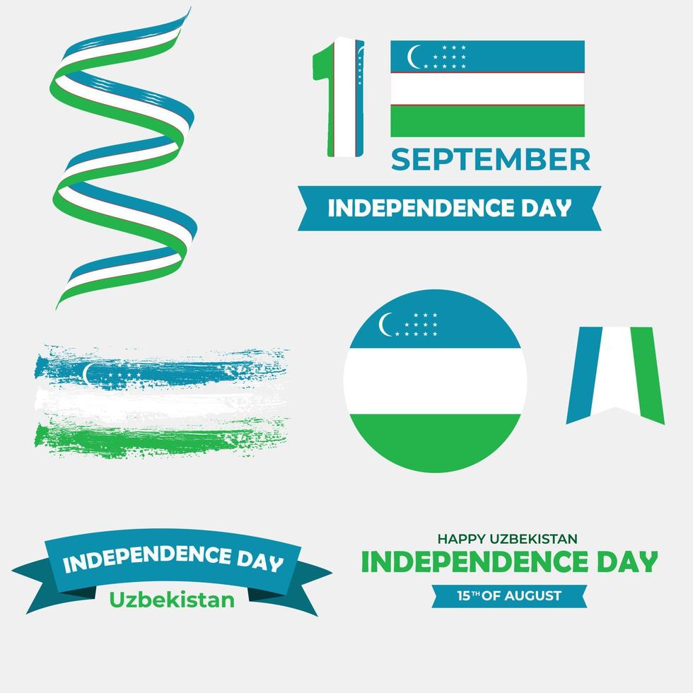 éléments graphiques de la fête de l'indépendance de l'ouzbékistan vecteur