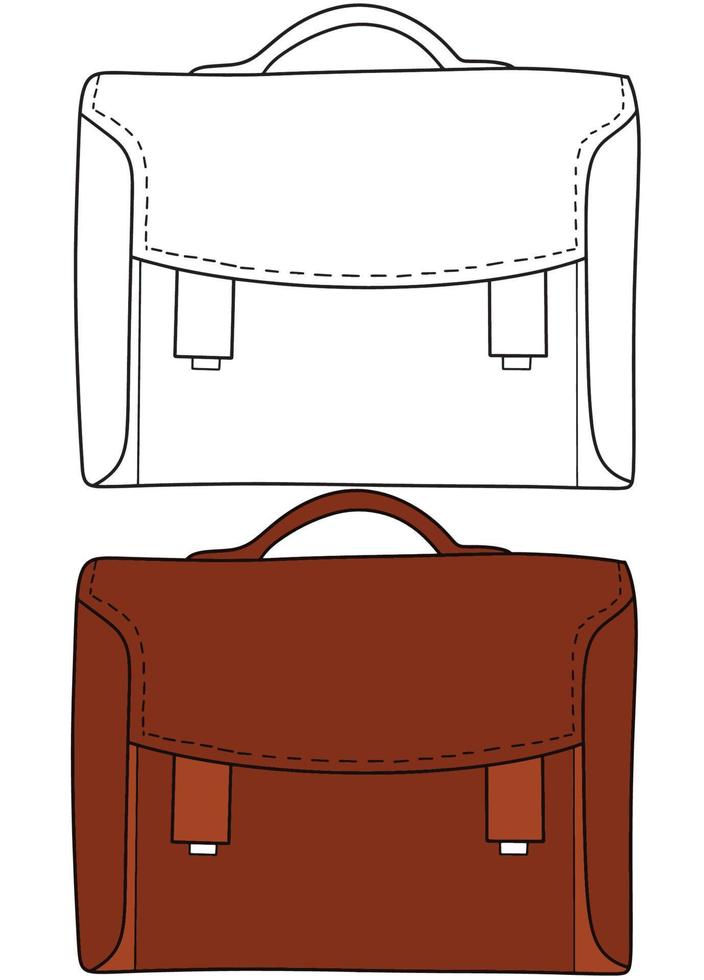 élément de retour à l'école, contour et sac d'enseignant coloré, clipart éducatif. vecteur