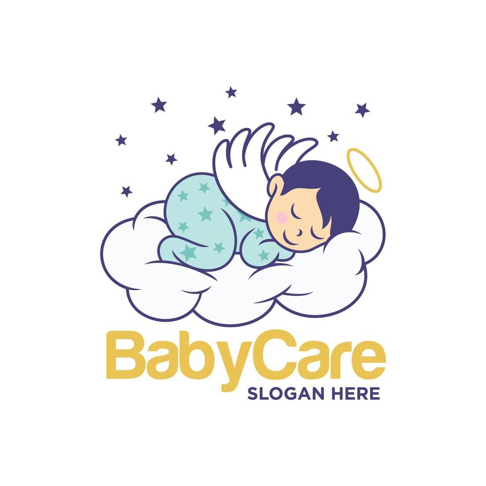 modèle de conceptions de logo bébé mignon endormi vecteur