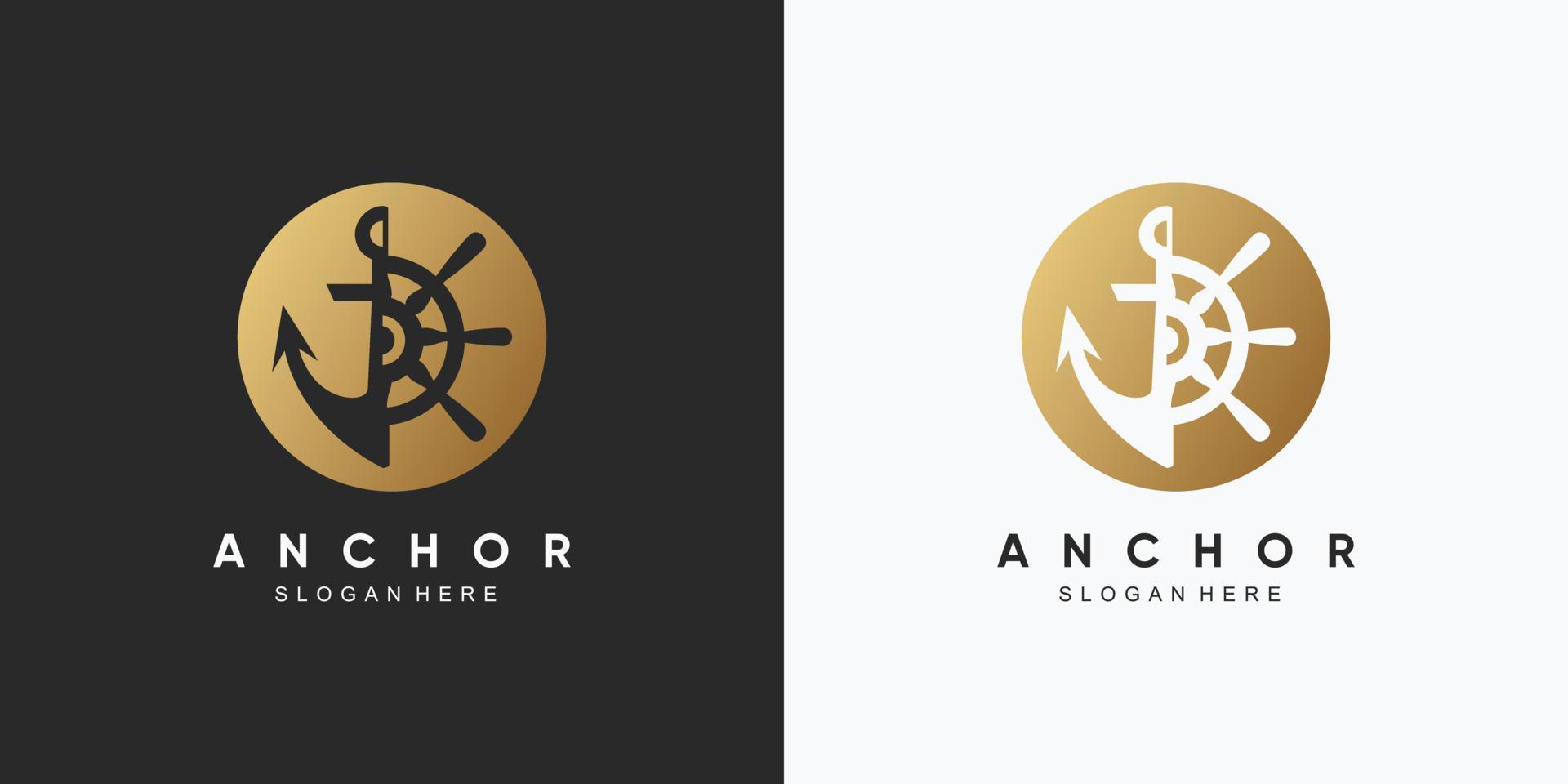 modèle de conception de logo icône marine ancre avec élément créatif vecteur