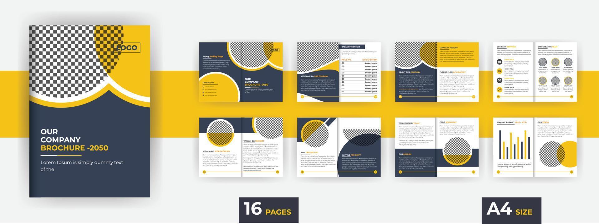 profil d'entreprise de conception de brochures d'entreprise avec des formes de dégradé modernes, conception de brochures de 16 pages vecteur