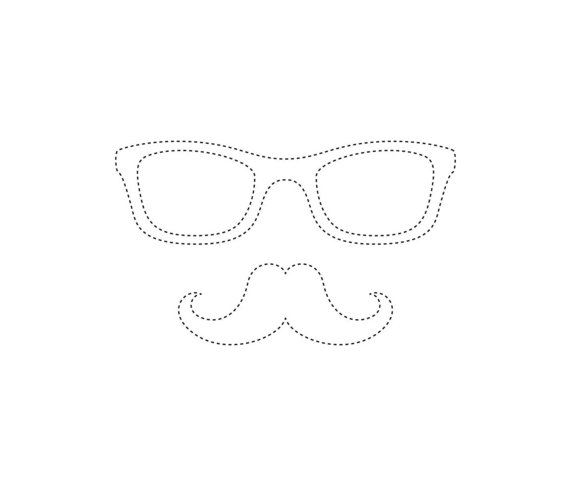 feuille de traçage de la moustache et des lunettes pour les enfants vecteur