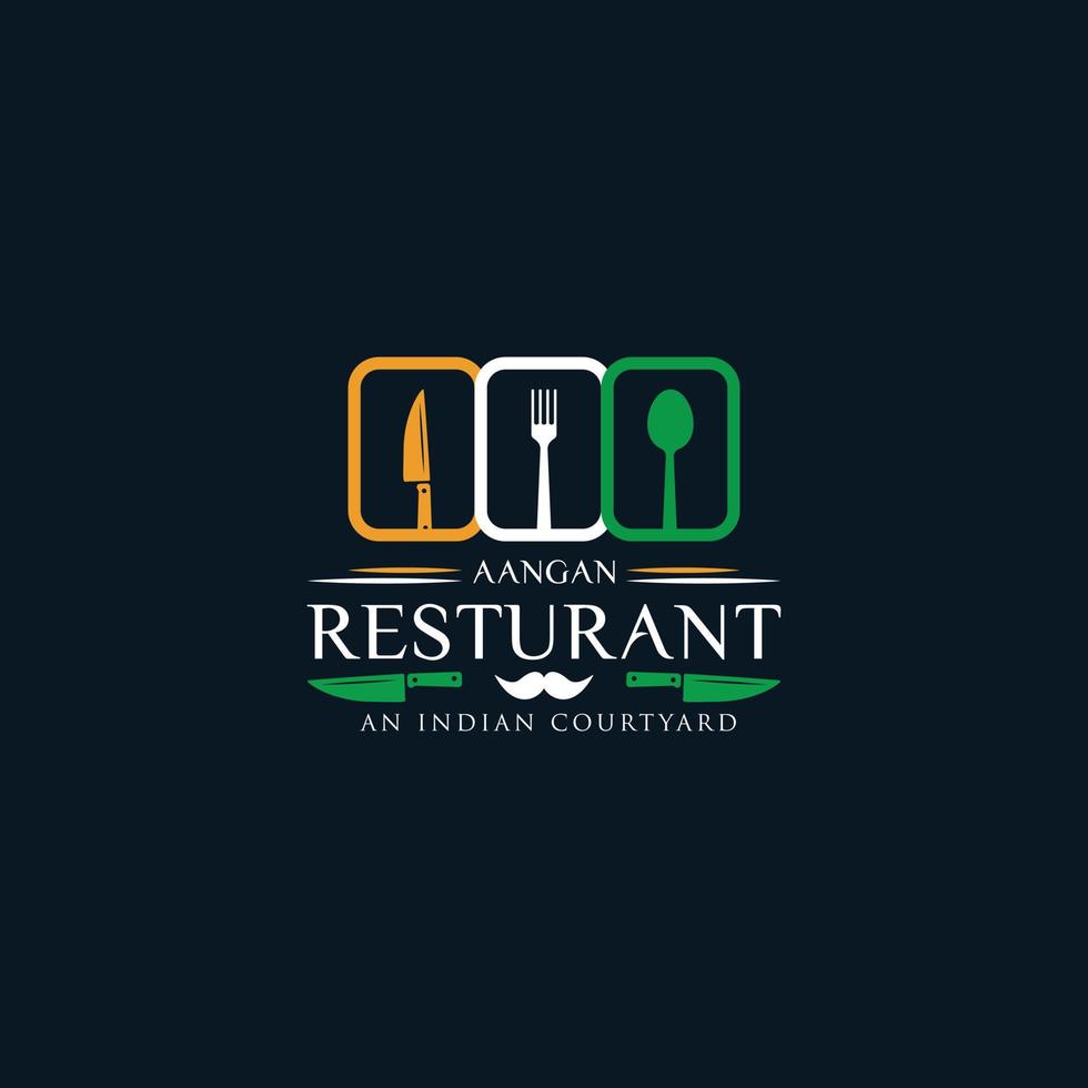 modèle de conception de logo de cuisine ou de restaurant de style indien vecteur