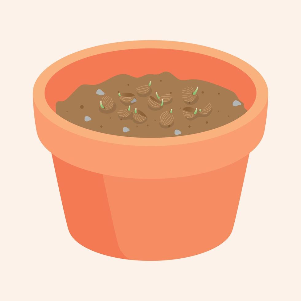 les graines dans un pot grandissent est un vecteur de pousse molle