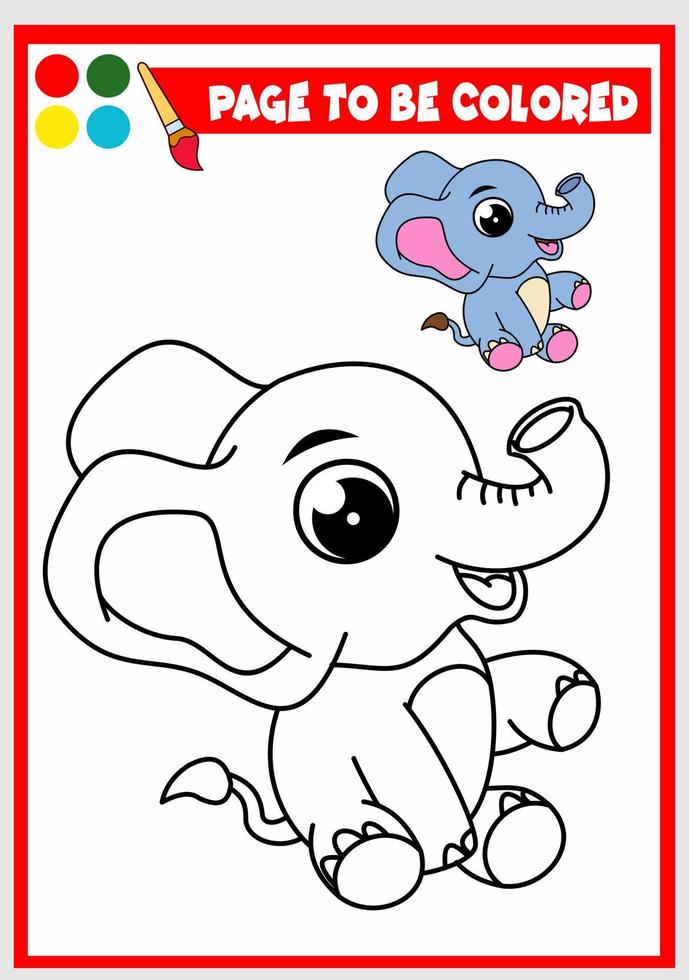livre de coloriage pour les enfants. l'éléphant vecteur