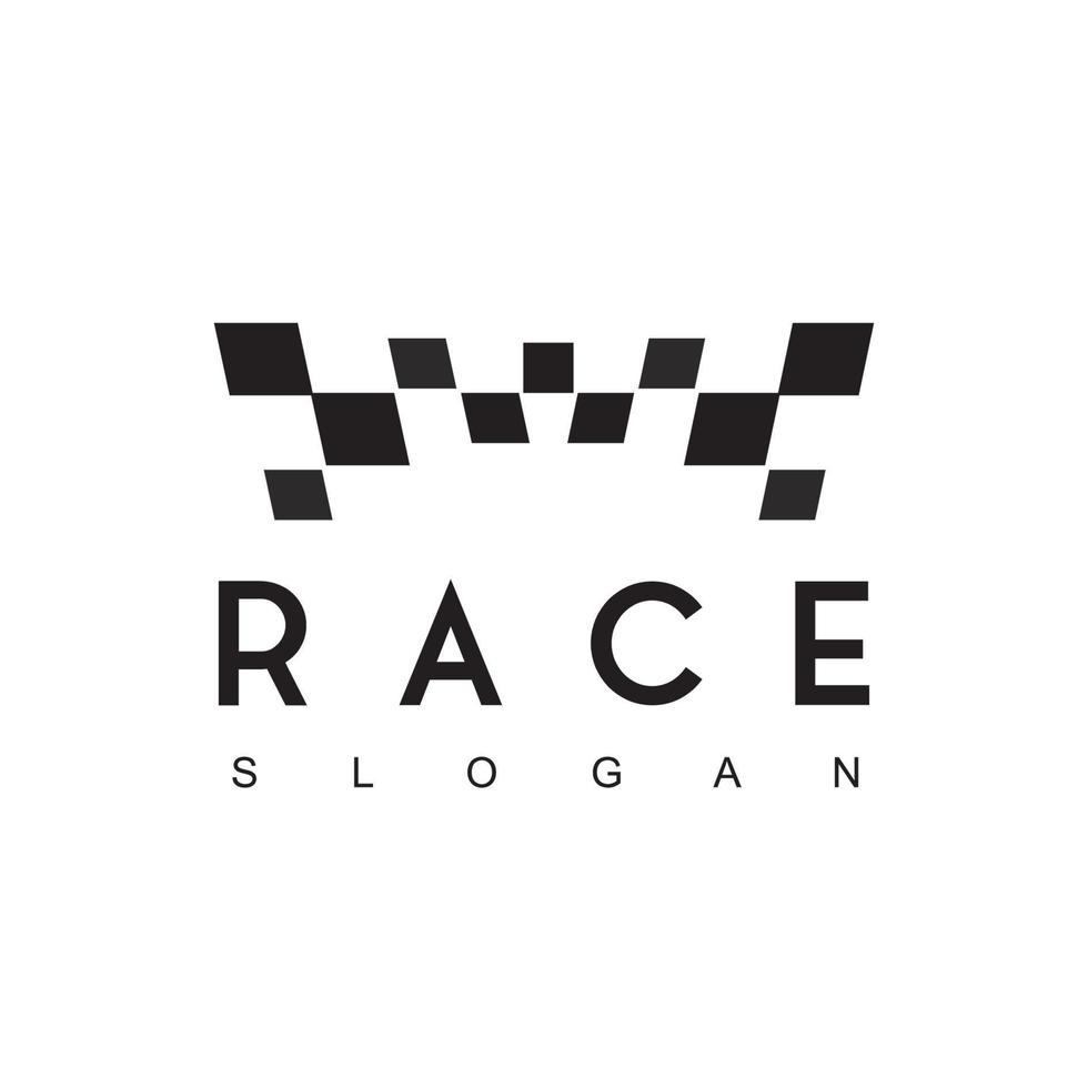 logo de course utilisant le symbole du drapeau de course vecteur