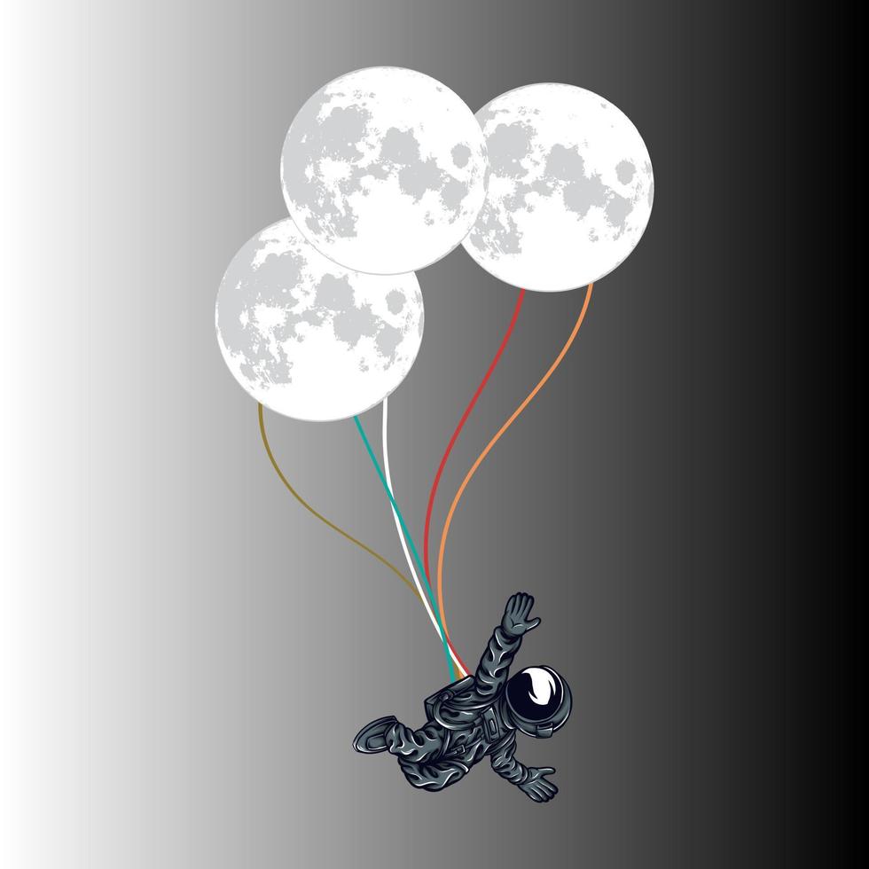 astronaute tombant de l'espace avec des ballons vecteur