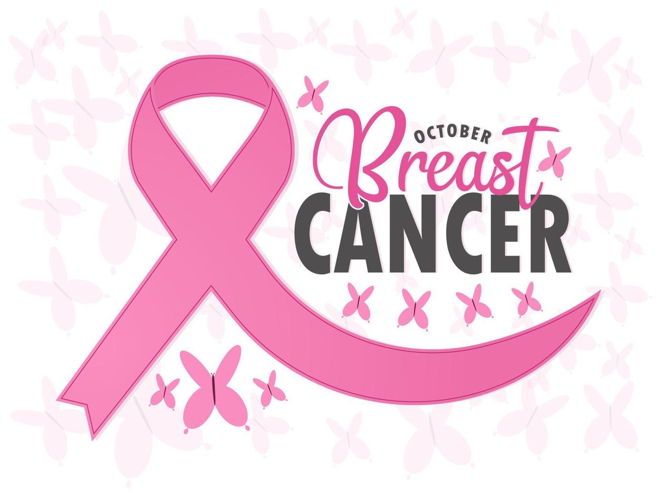 mois de sensibilisation au cancer du sein en octobre. affiche de calligraphie vectorielle ruban rose, modèle. illustration vectorielle. vecteur