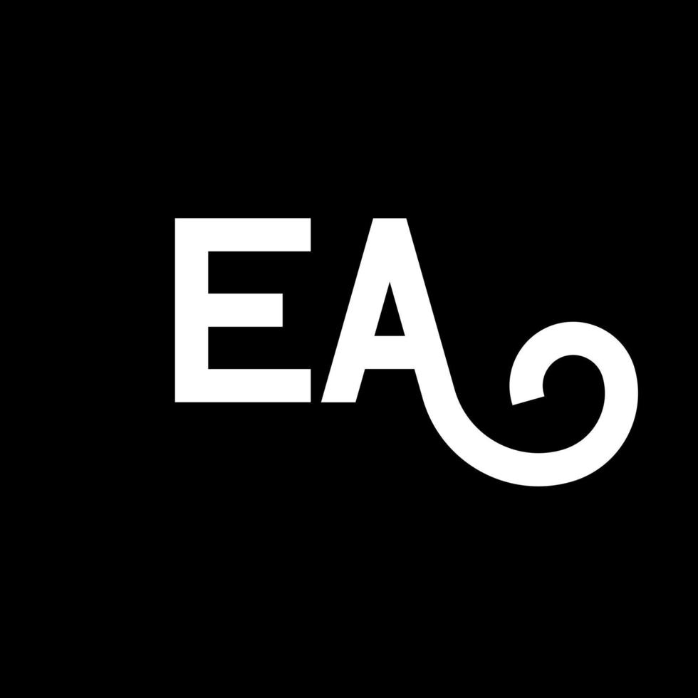 création de logo de lettre ea sur fond noir. concept de logo de lettre initiales créatives ea. conception de lettre ea. ea lettre blanche sur fond noir. logo ea, ea vecteur