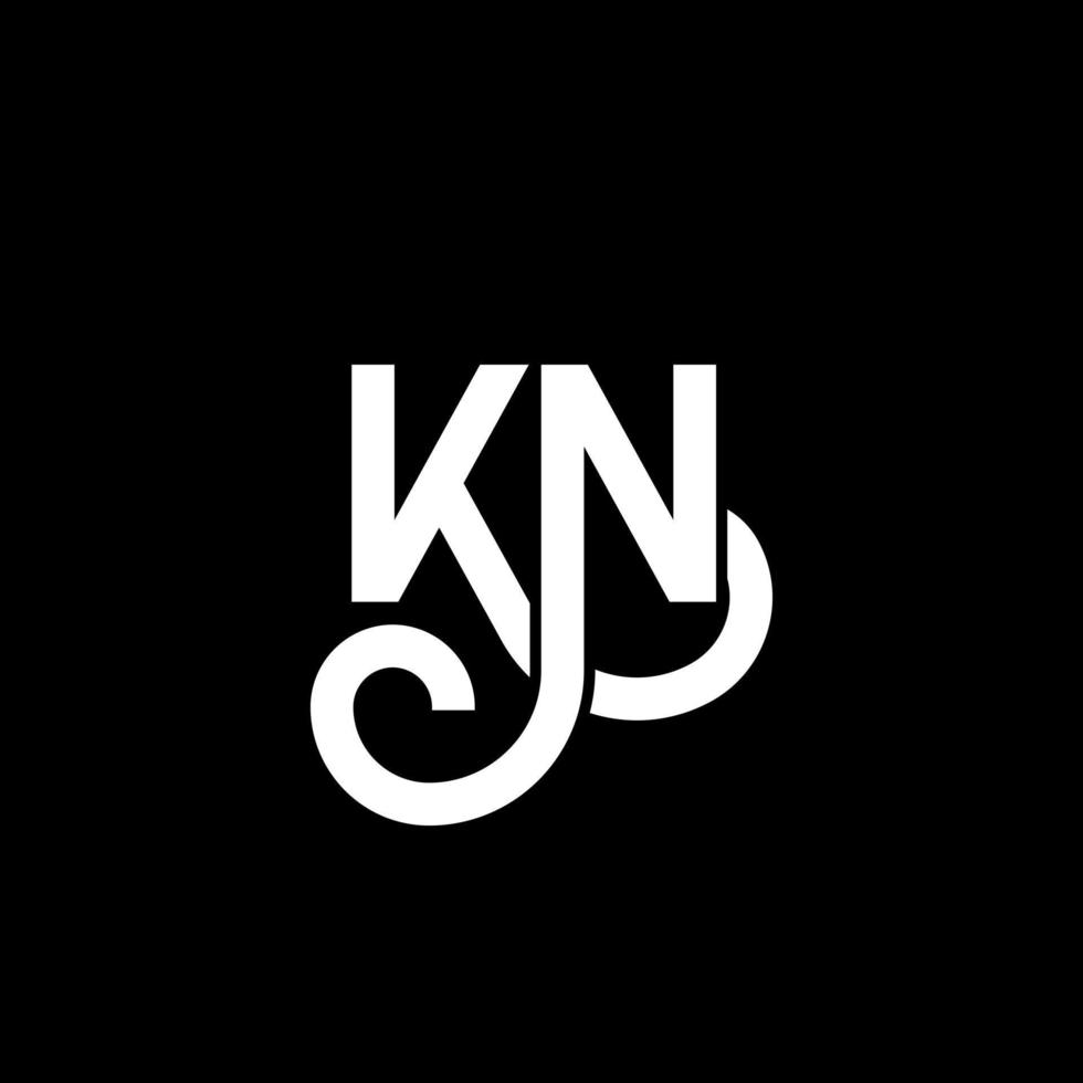 création de logo de lettre kn sur fond noir. concept de logo de lettre initiales créatives kn. conception de lettre kn. conception de lettre blanche kn sur fond noir. kn, kn logo vecteur