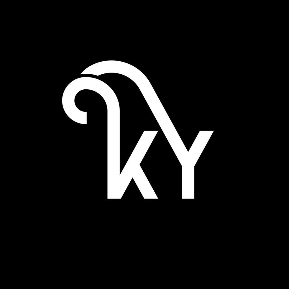 création de logo de lettre ky sur fond noir. concept de logo de lettre initiales créatives ky. conception de lettre ky. conception de lettre blanche ky sur fond noir. ky, ky logo vecteur