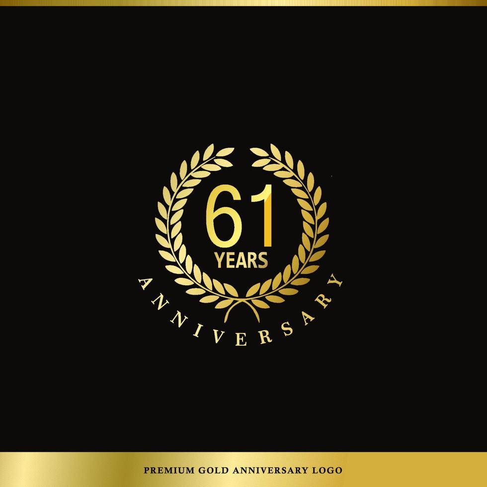 logo de luxe anniversaire 61 ans utilisé pour l'hôtel, le spa, le restaurant, le vip, la mode et l'identité de la marque premium. vecteur