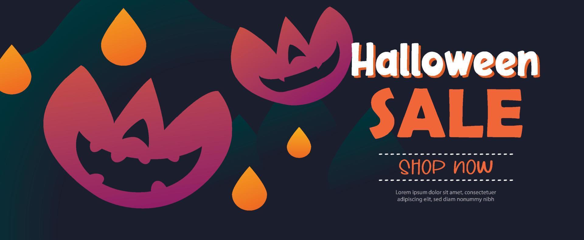 fond de bannière de vente halloween. modèle d'illustration d'halloween pour l'affiche, le dépliant, la vente et tout le design. vecteur