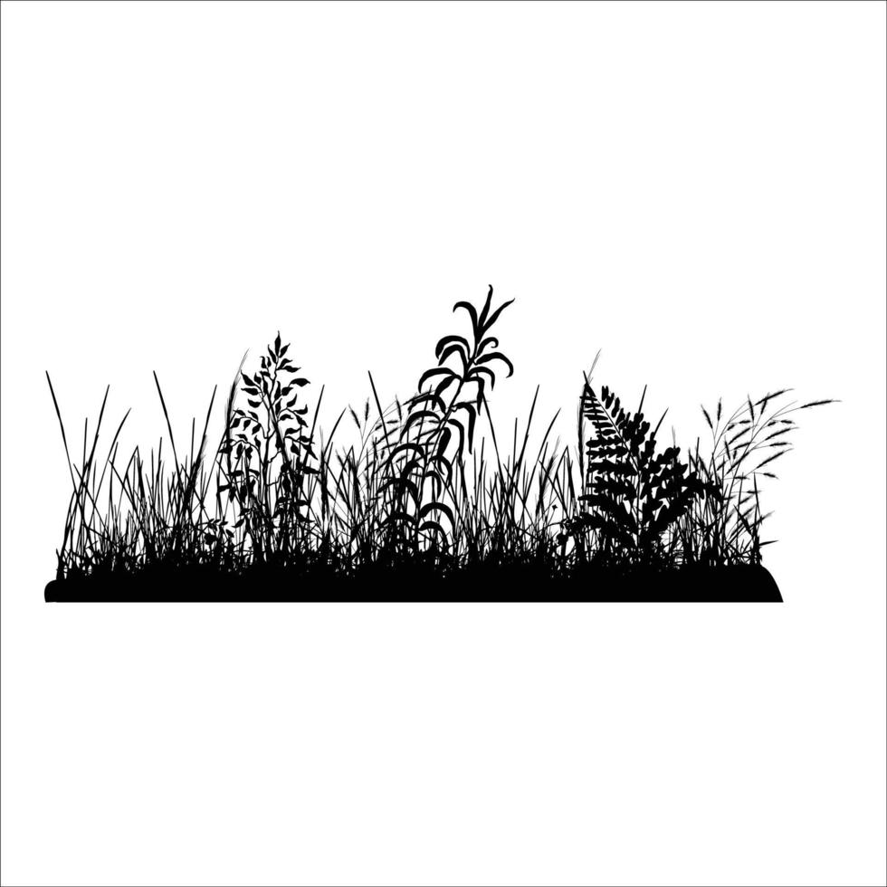 illustration de silhouette d'herbe mignonne vecteur