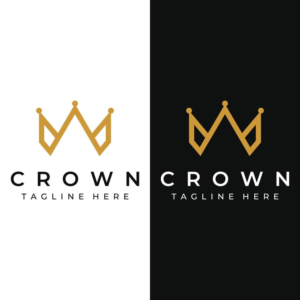 conception de modèle de logo abstrait de couronne royale de luxe. couronne avec monogramme, avec des lignes élégantes et minimalistes isolées sur le fond. vecteur