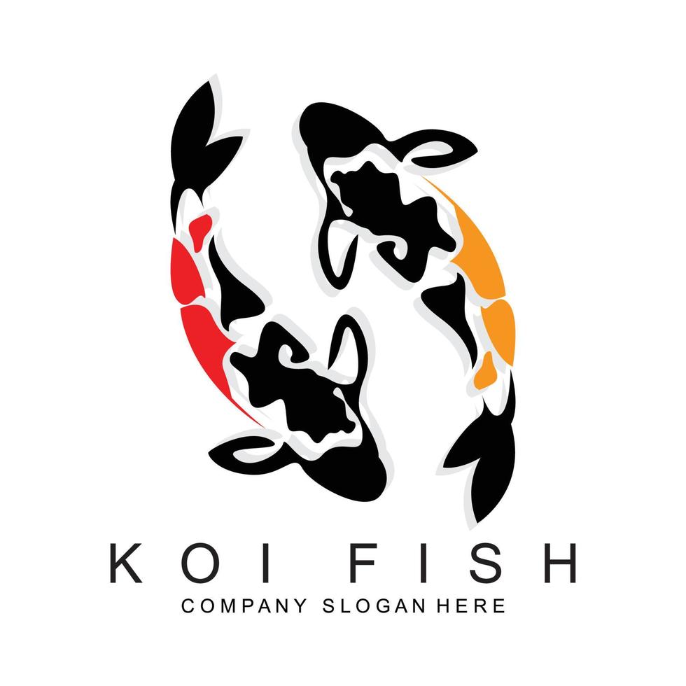 création de logo de poisson koi, vecteur de poisson d'ornement, produit de marque d'illustration d'ornement d'aquarium