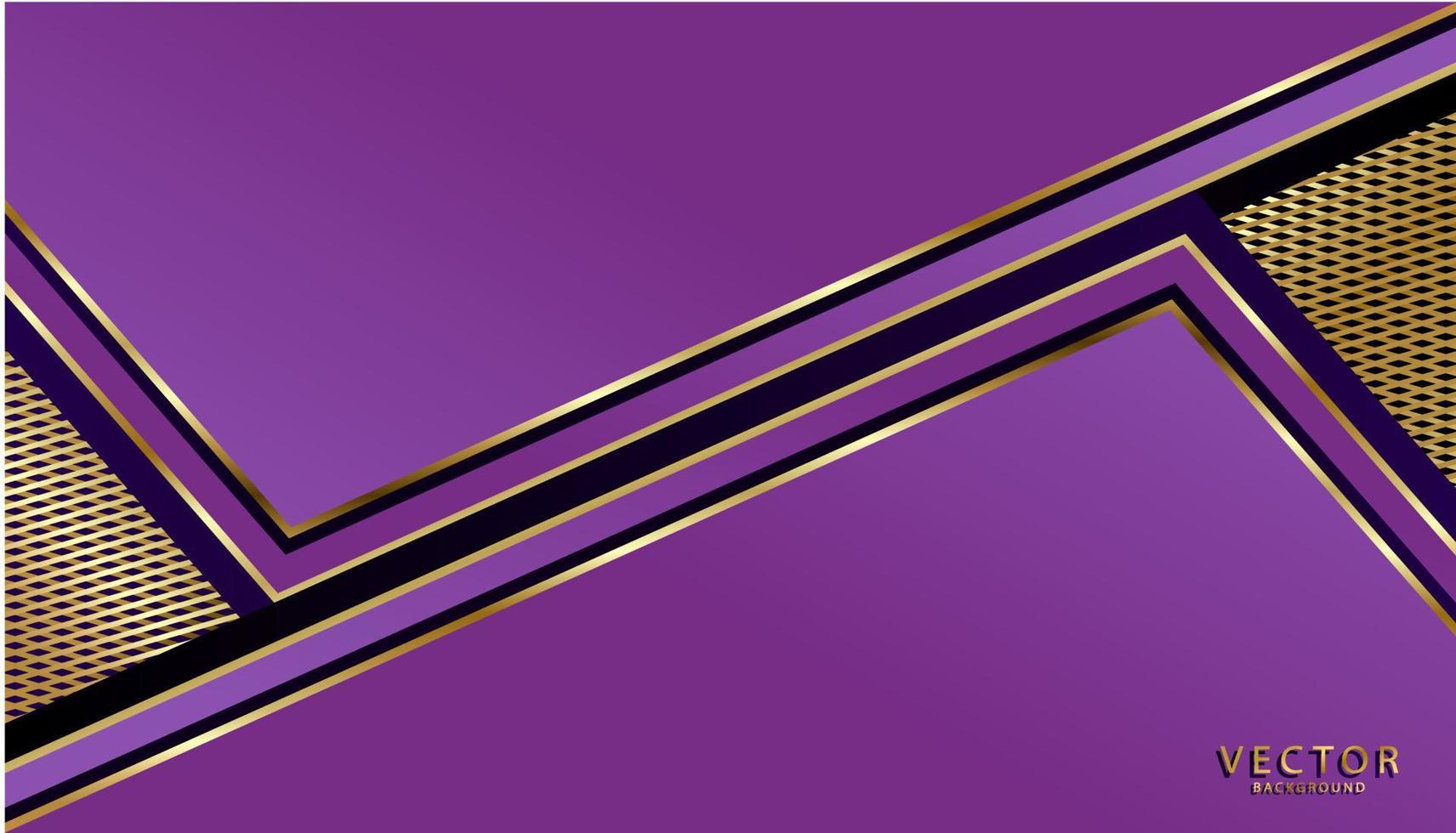 forme violette abstraite et fond de lignes avec des couleurs dorées. vecteur