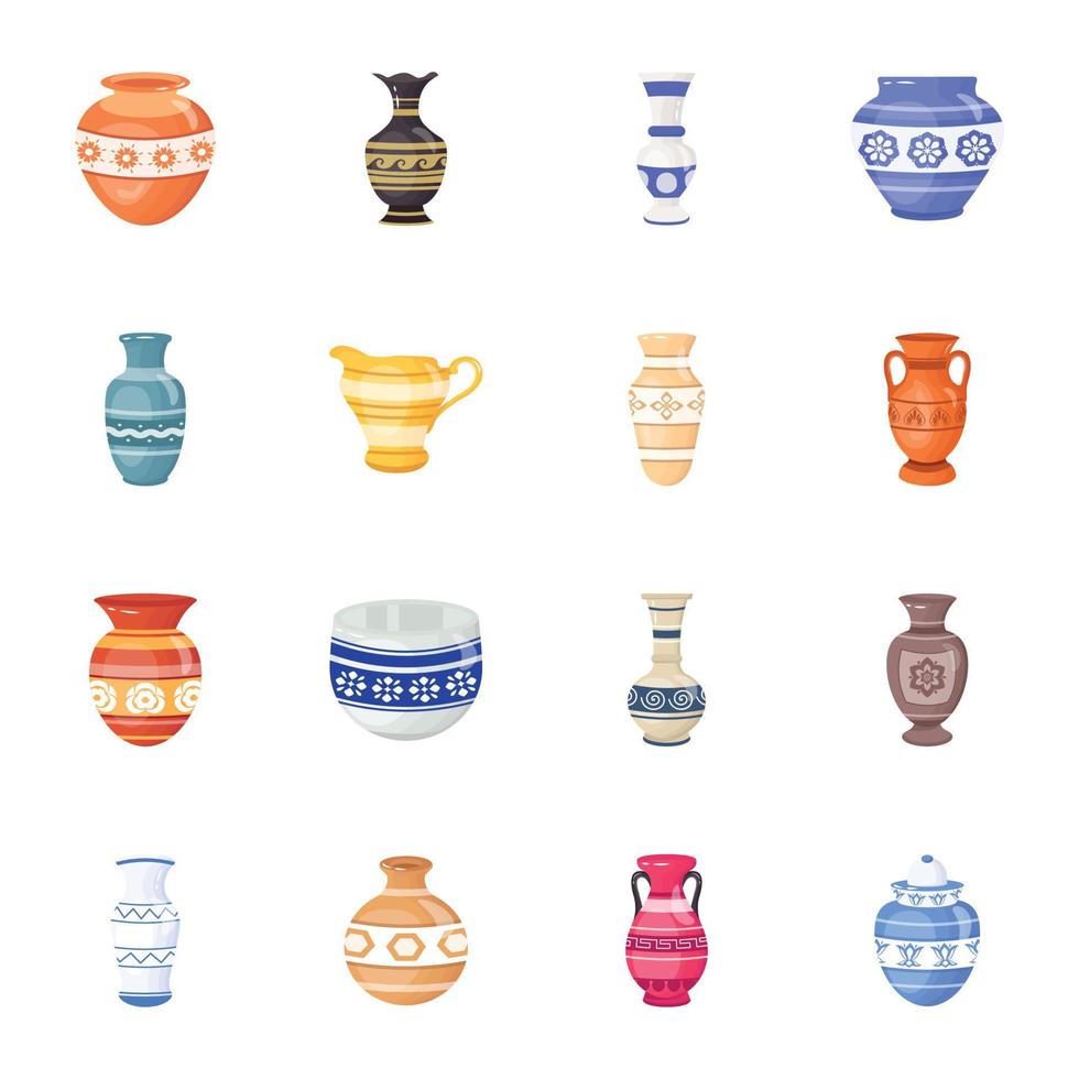 variété de vases illustrations plates vecteur