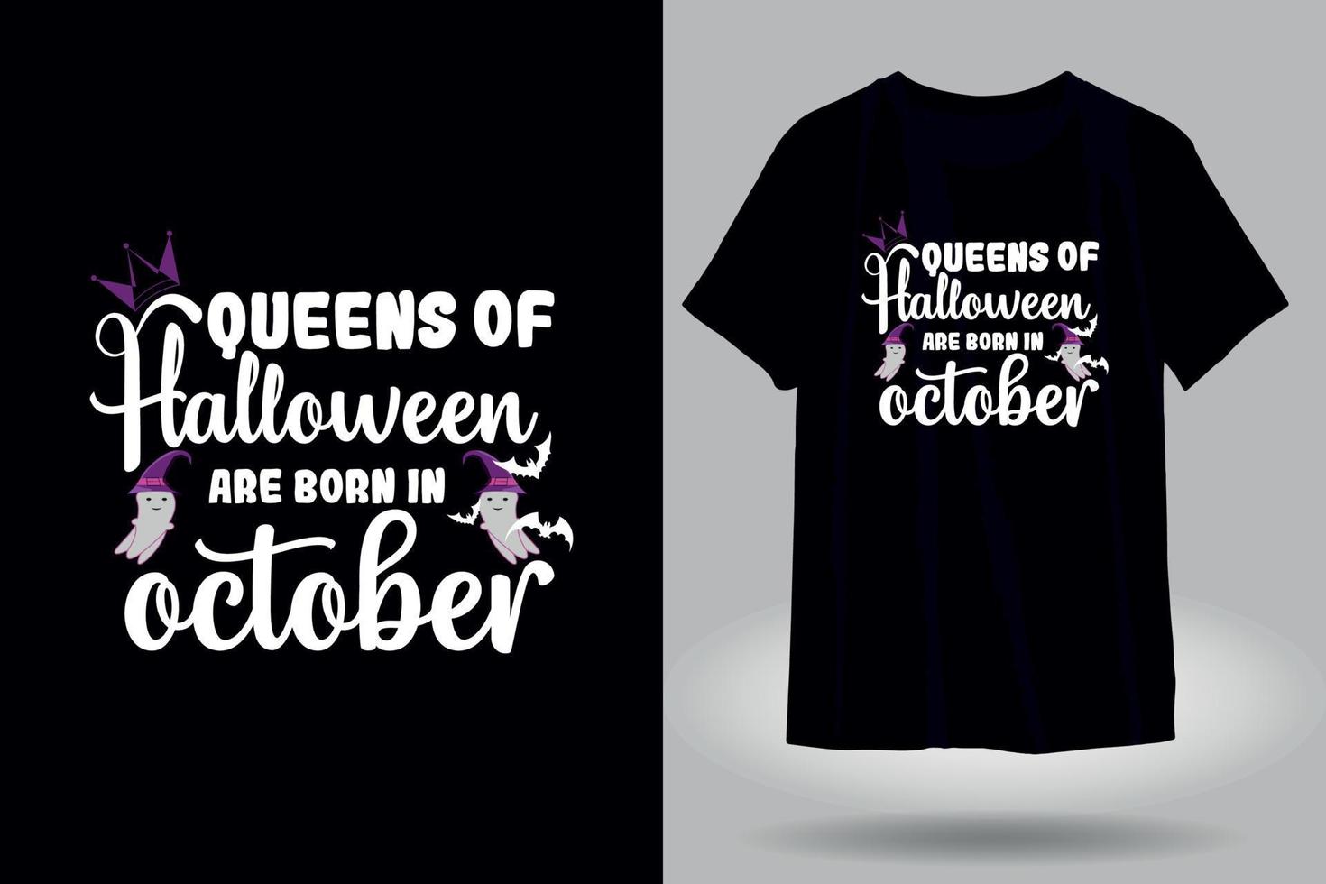 les reines d'halloween sont nées en octobre t-shirt vecteur