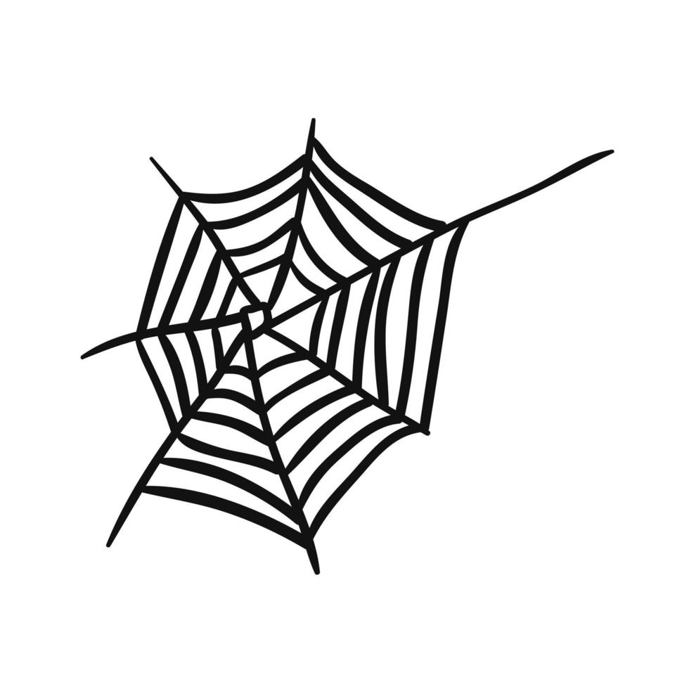 illustration vectorielle de toile d'araignée. toile d'araignée doodle dessinée à la main. décor d'halloween, autocollant, cartes de voeux, textile. vecteur