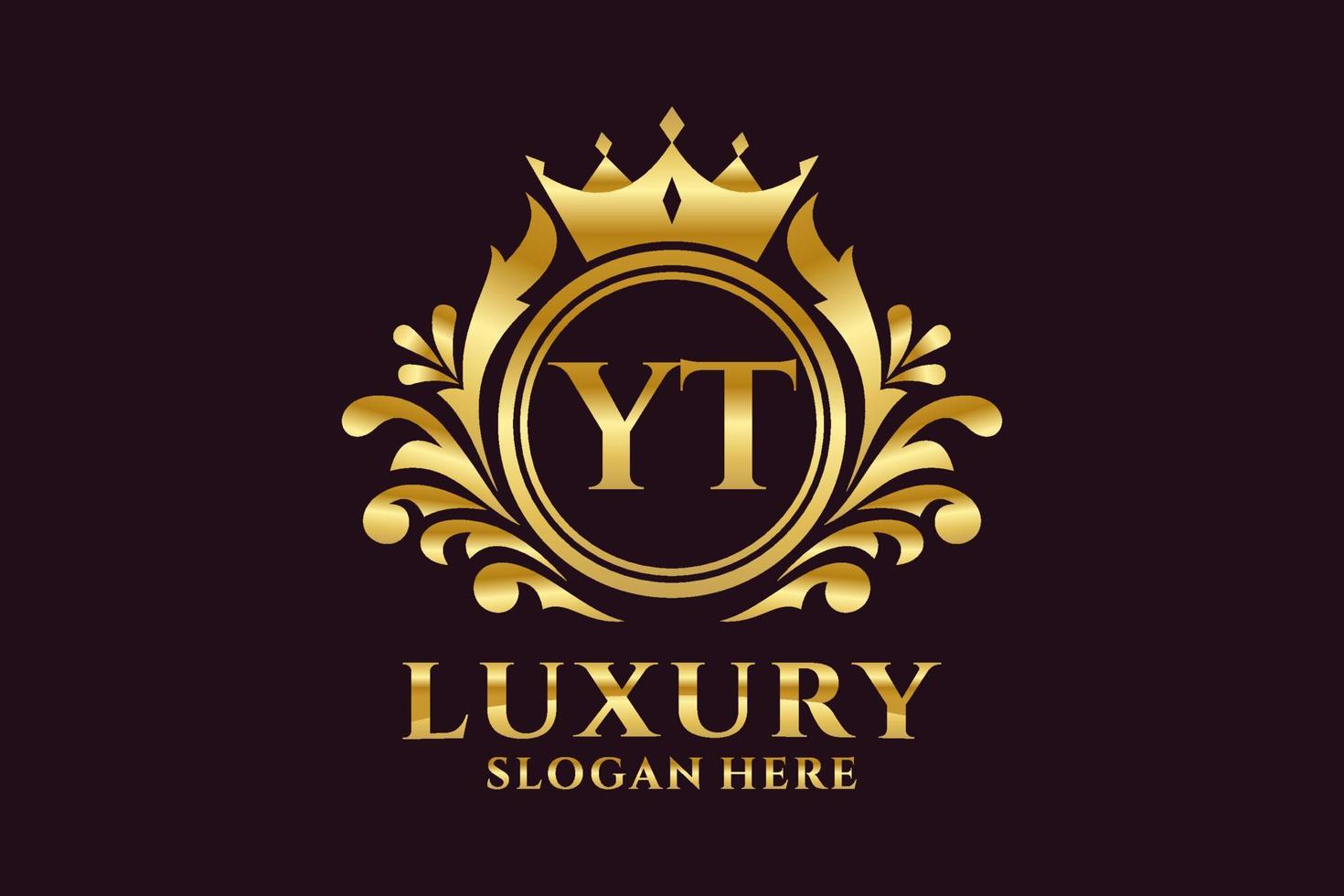 modèle initial de logo de luxe royal de lettre yt dans l'art vectoriel pour des projets de marque luxueux et d'autres illustrations vectorielles.